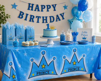 Disposable Plastic Party Tablecloth – Prince, Princess, Baby Shower Designs Designs