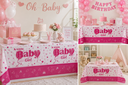 Disposable Plastic Party Tablecloth – Prince, Princess, Baby Shower Designs Designs
