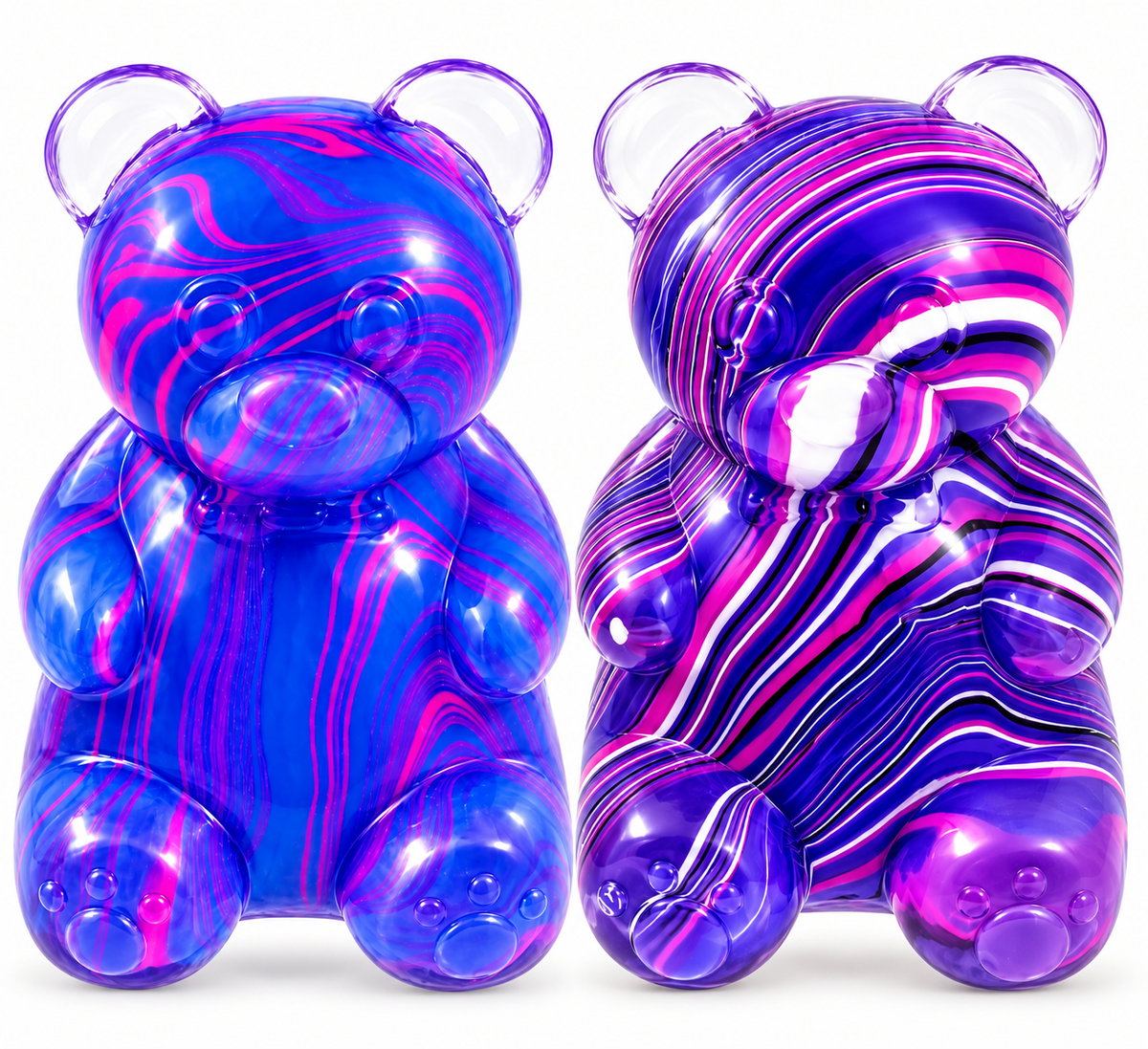 Streak Pattern Bear Squishy Stress Relief Fidget Toys – 2-Pack