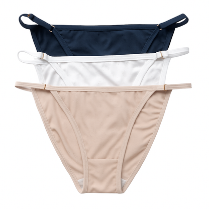 Women's Low-Rise Sheer Mesh Bikini Panties, White, Black, Nude- 3-Pack