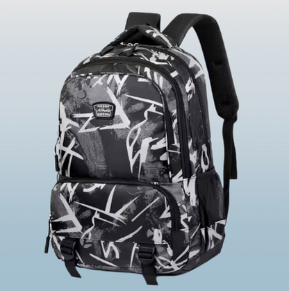 Waterproof Graffiti School Backpack – Multi-Compartment Laptop Travel Rucksack