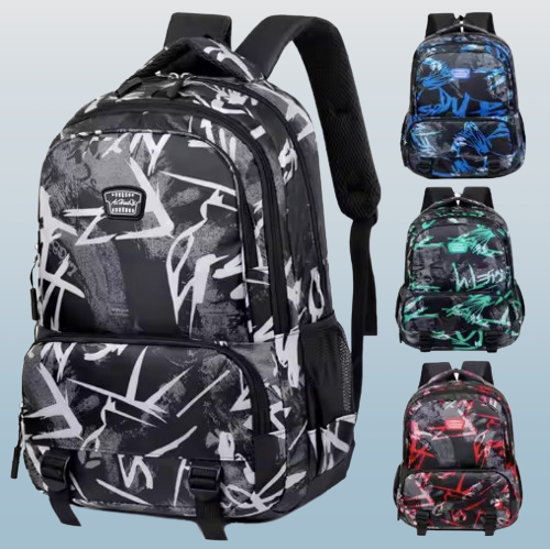 Waterproof Graffiti School Backpack – Multi-Compartment Laptop Travel Rucksack