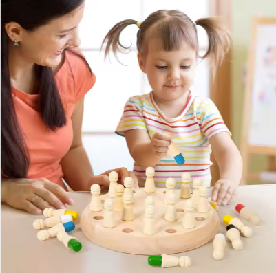 Wooden Memory Chess Game – Color Matching & Brain Training Toy for Kids