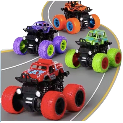 Safe Haven & CO Children's 4WD Inertia Stunt Monster Trucks – Pull-Back Off-Road Vehicle Toy