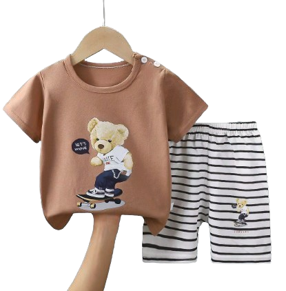 Boys’ 2-Piece Cartoon T-Shirt & Shorts Set – Summer Cotton Outfit