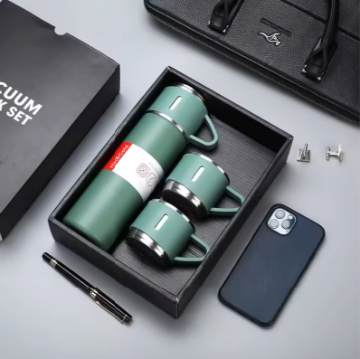 Elegant 3-Piece Stainless Steel Travel Flask & Cup Gift Set