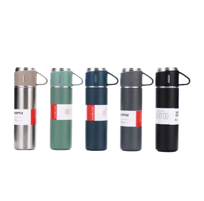 3-Piece Stainless Steel Travel Flask & Cup Gift Set – Elegant Thermal Bottle Set