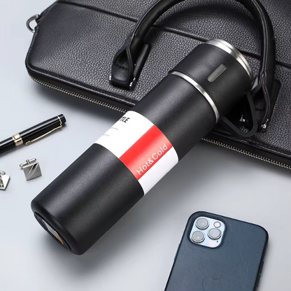 Elegant 3-Piece Stainless Steel Travel Flask & Cup Gift Set