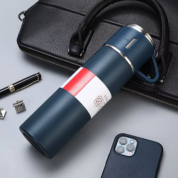 Elegant 3-Piece Stainless Steel Travel Flask & Cup Gift Set