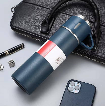 Elegant 3-Piece Stainless Steel Travel Flask & Cup Gift Set
