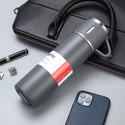 Elegant 3-Piece Stainless Steel Travel Flask & Cup Gift Set
