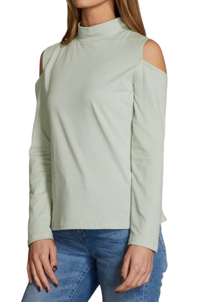 Women’s Cold Shoulder Long Sleeve Top Mock Neck Casual Blouse