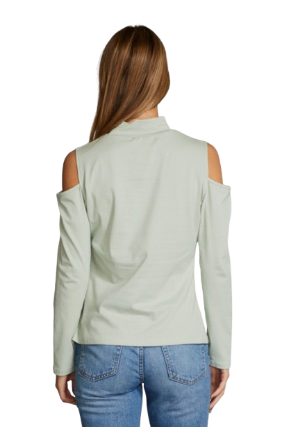 Women’s Cold Shoulder Long Sleeve Top Mock Neck Casual Blouse