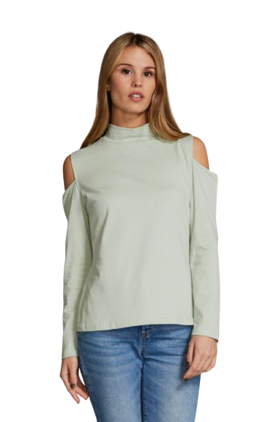 Women’s Cold Shoulder Long Sleeve Top Mock Neck Casual Blouse