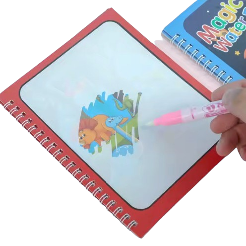 Safe Haven & CO Magic Water Drawing Book Set with Refillable Pen – Reusable Coloring Activity for Kids