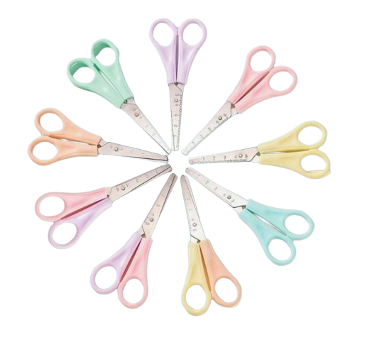 Colorful Ruler-Scale Safety Scissors – Rounded Tip for Students & Crafts