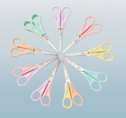 Colorful Ruler-Scale Safety Scissors – Rounded Tip for Students & Crafts