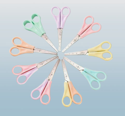 Colorful Ruler-Scale Safety Scissors – Rounded Tip for Students & Crafts