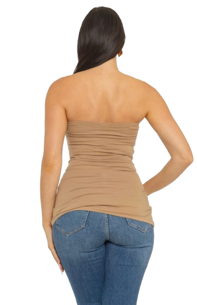 Julia by LoveJ Women’s Solid Side Shirring Strapless Cami Tube Tops – 2-Pack