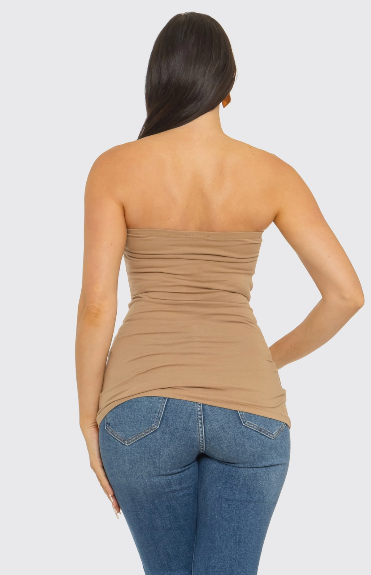 Julia by LoveJ Women’s Solid Side Shirring Strapless Cami Tube Top
