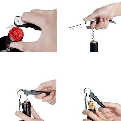 3-in-1 Stainless Steel Waiter's Corkscrew – Bottle Opener & Foil Cutter