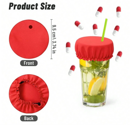 Reusable Cup Protector Covers (4-Pack) – Stretch Fabric Drink Covers with Straw Hole