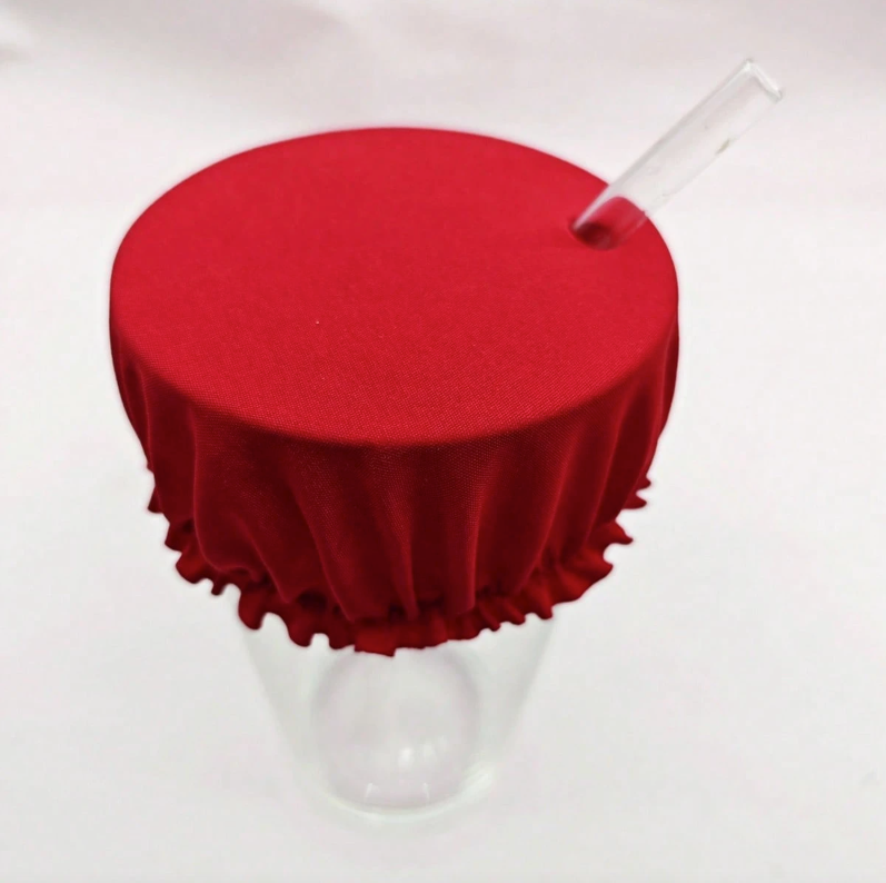 Reusable Cup Protector Covers (4-Pack) – Stretch Fabric Drink Covers with Straw Hole