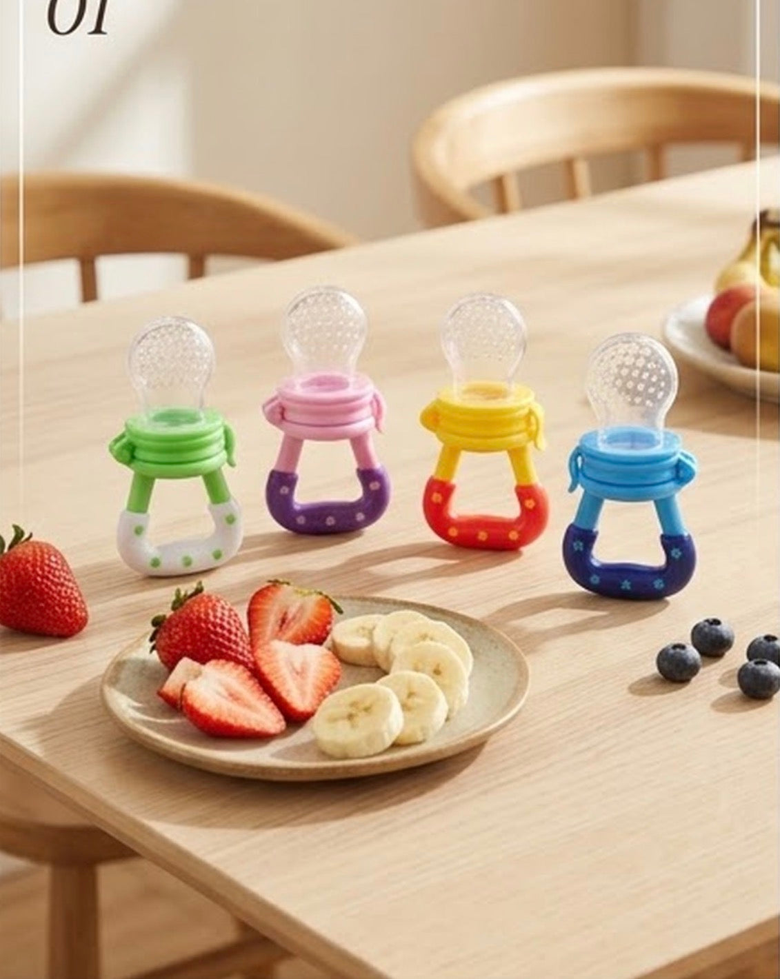 Baby Fruit Feeder & Teether Pacifier Multi-functional Teething Relief Silicone BPA-Free