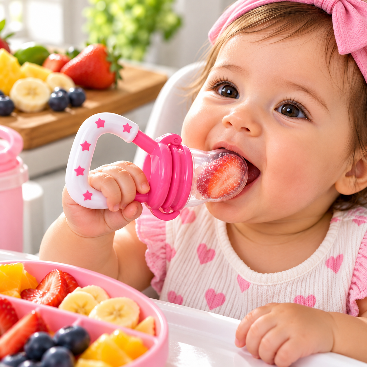 Baby Fruit Feeder & Teether Pacifier Multi-functional Teething Relief Silicone BPA-Free
