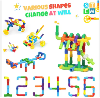 DIY Plastic Tube STEM Building Blocks – 100-Piece Educational Puzzle Construction Set