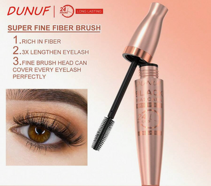 DUNUF 24-Hour Black Waterproof Mascara – Long-Lasting Volumizing & Curling Lash Enhancer