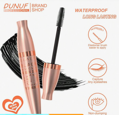 DUNUF 24-Hour Black Waterproof Mascara – Long-Lasting Volumizing & Curling Lash Enhancer
