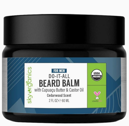 Sky Organics Do-It-All Beard Balm for Men, Cedarwood Scent, 2 oz