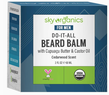 Sky Organics Do-It-All Beard Balm for Men, Cedarwood Scent, 2 oz
