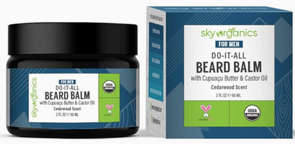 Sky Organics Do-It-All Beard Balm for Men, Cedarwood Scent, 2 oz