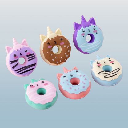 Unicorn Donut Shaped Erasers - 6 Pack