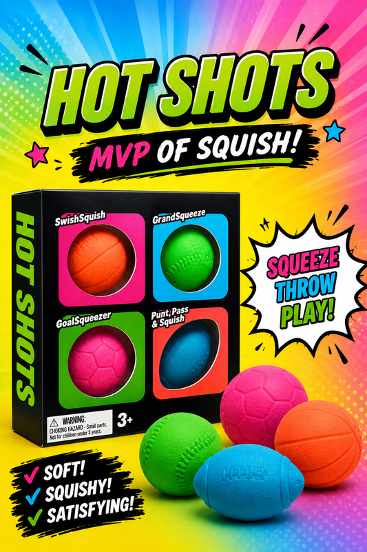 Teenie Hot Shots 4-Pack Sports Squishy Fidget Toy Set