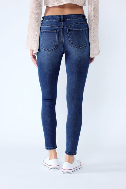 Classic High Rise Skinny Jeans with Hand Sanding