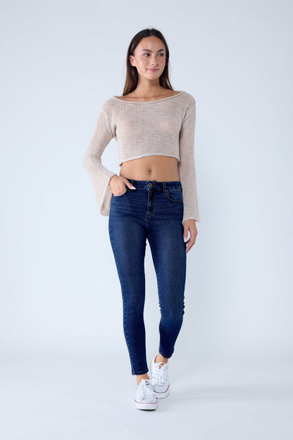 Classic High Rise Skinny Jeans with Hand Sanding