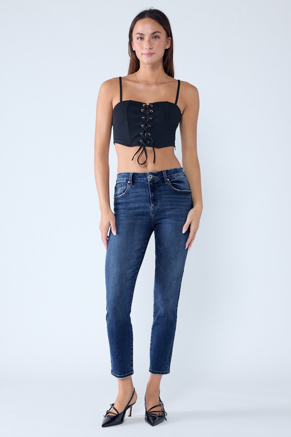High Rise Stone Wash Classic Skinny Jeans