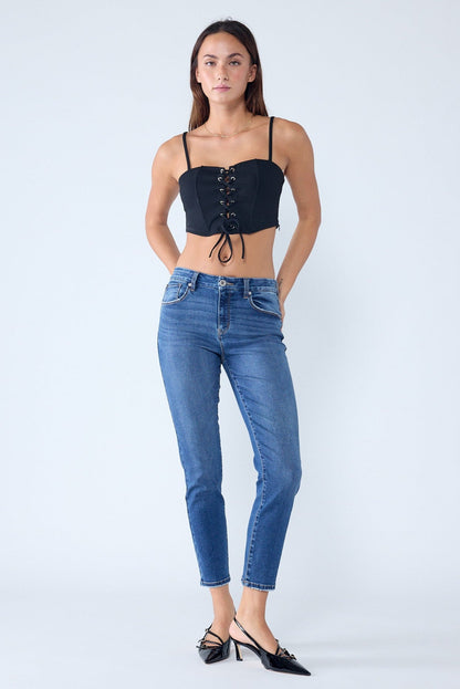 High Rise Stone Wash Classic Skinny Jeans
