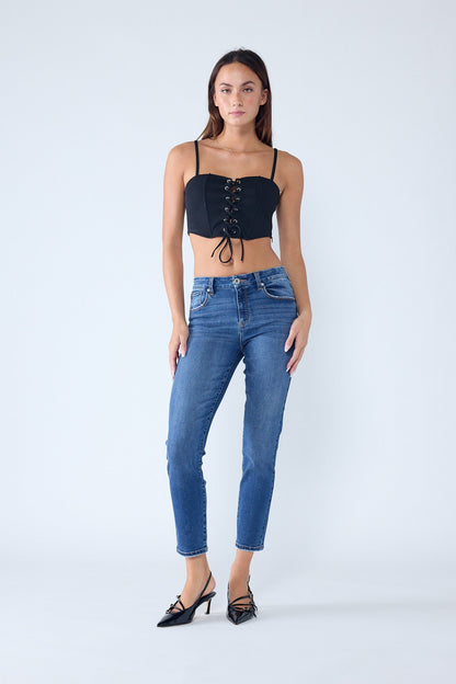 High Rise Stone Wash Classic Skinny Jeans