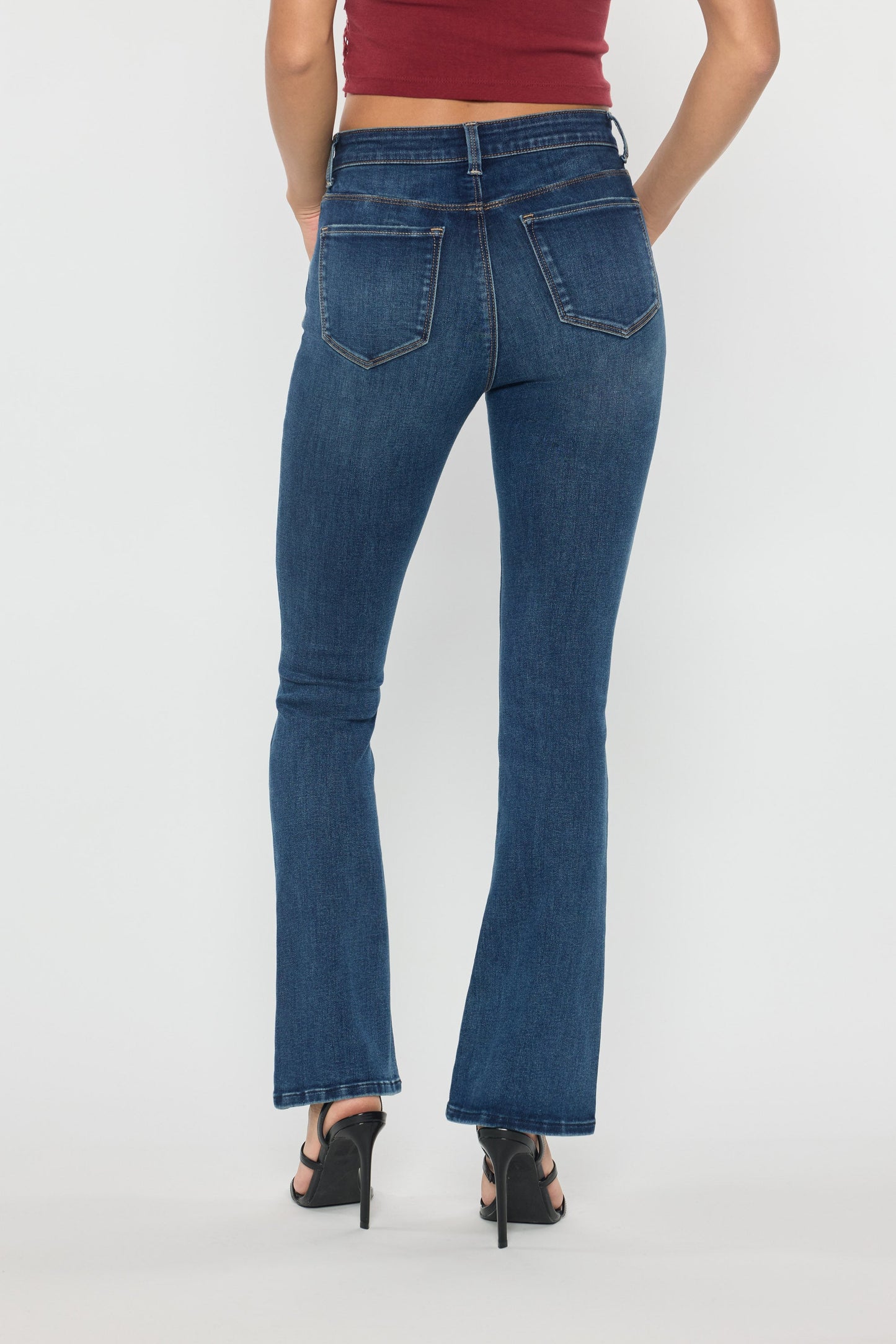 High Rise Hip Padded Bootcut Jeans