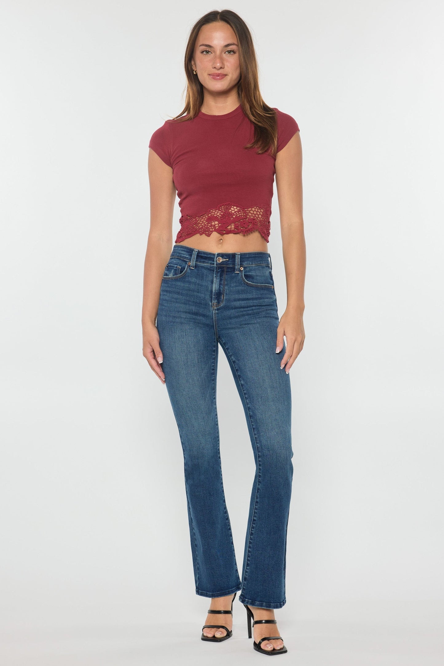 High Rise Hip Padded Bootcut Jeans