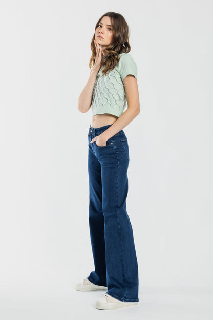 Mid Waist Relaxed Wide Leg Jeans