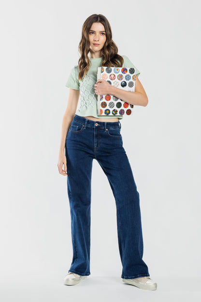 Mid Waist Relaxed Wide Leg Jeans