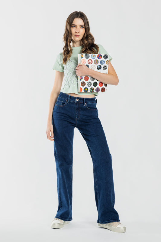 Mid Waist Relaxed Wide Leg Jeans