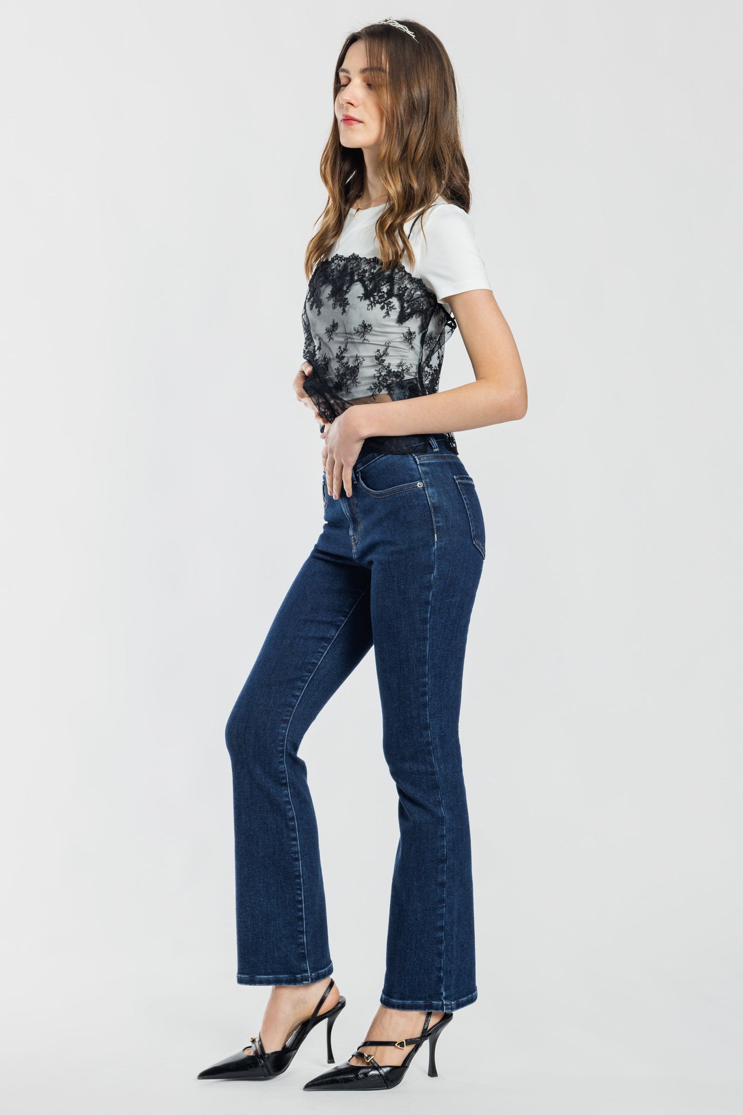 High Rise Baby Bootcut Jeans