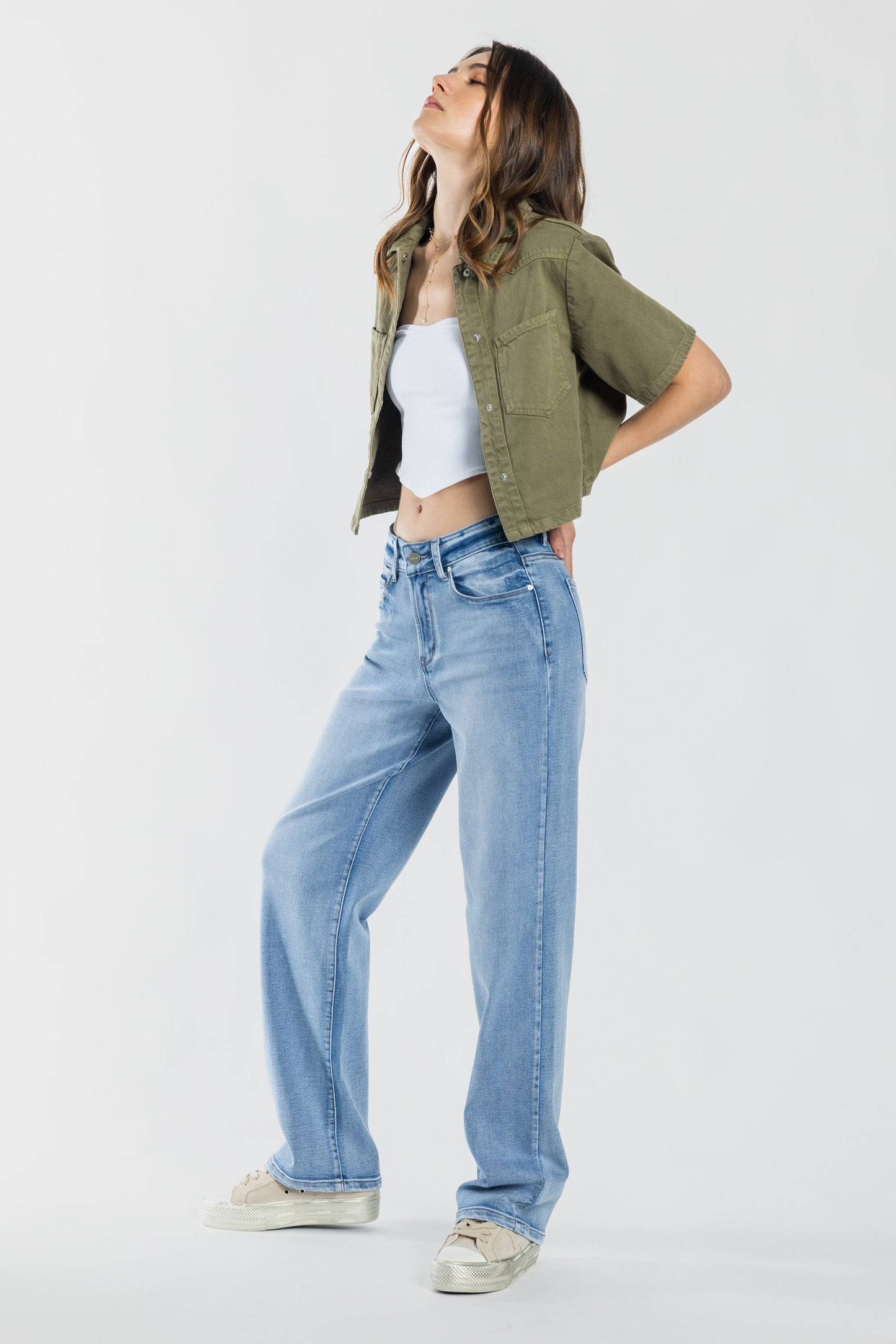 Mid Waist Loose Straight Jeans