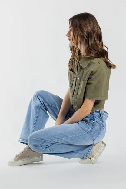 Mid Waist Loose Straight Jeans
